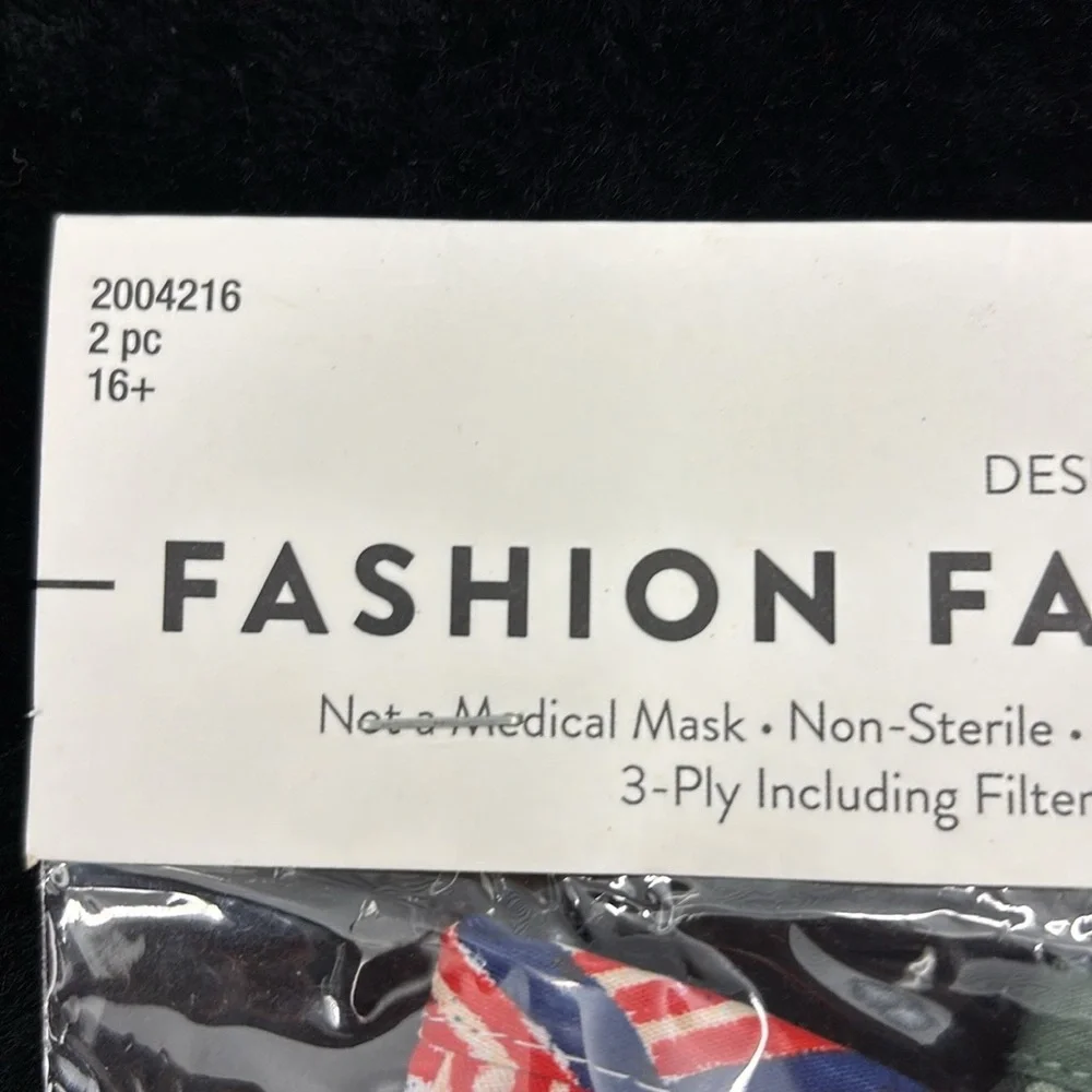 NWT Fashion Design Loft Camouflage & Flag Fabric Face Coverings Masks Washable
